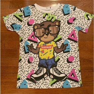 FRESH LAUNDRY SAVAGE BEAR SHIRT 80S GRAPHIC STREET WEAR URBAN